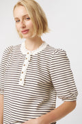 Load image into Gallery viewer, Jacqueline Top | Brown + White Stripe
