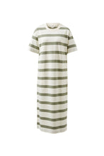 Load image into Gallery viewer, CHARLOTTE Midi Terry Dress | Moss + Milk Stripe
