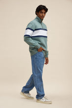 Load image into Gallery viewer, Triple Panel Quarter Zip | Seafoam + White
