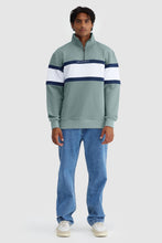 Load image into Gallery viewer, Triple Panel Quarter Zip | Seafoam + White
