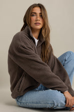 Load image into Gallery viewer, Unisex Sherpa Fleece Logo Quarter Zip | Espresso

