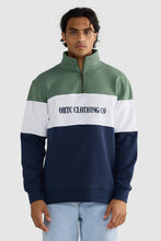 Load image into Gallery viewer, Classic Logo Quarter Zip Olive + Navy
