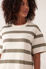 Load image into Gallery viewer, CHARLOTTE Midi Terry Dress | Moss + Milk Stripe

