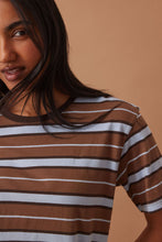 Load image into Gallery viewer, STEVIE Slouchy Tee | Chalk + Choc Retro Stripe
