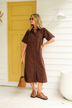 Load image into Gallery viewer, AVA Short Sleeve Midi Dress | Chocolate
