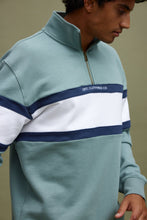 Load image into Gallery viewer, Triple Panel Quarter Zip | Seafoam + White
