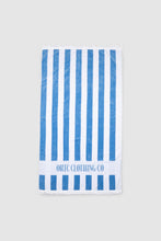 Load image into Gallery viewer, Beach Towel | Ocean Blue + White Stripes
