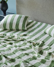 Load image into Gallery viewer, Moss Stripe Fitted Sheet | Linen | King
