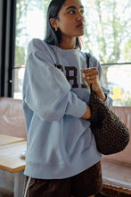 Load image into Gallery viewer, ISLA Oversized Slouchy Crew | Chalk Bkue Heritage Logo
