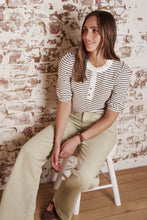 Load image into Gallery viewer, Jacqueline Top | Brown + White Stripe
