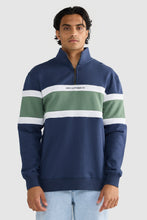 Load image into Gallery viewer, Triple Panel Quarter Zip | Navy + Olive
