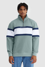 Load image into Gallery viewer, Triple Panel Quarter Zip | Seafoam + White
