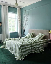 Load image into Gallery viewer, Moss Stripe Fitted Sheet | Linen | King
