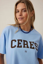Load image into Gallery viewer, STEVIE Slouchy Tee | Powder Blue + Chocolate
