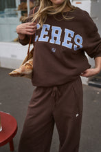 Load image into Gallery viewer, ISLA Oversized Slouchy Crew | Brunette Brown Buff Sky Blue Heritage Logo
