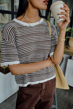 Load image into Gallery viewer, NINA Boxy Knit Tee | Chocolate Stripe
