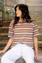 Load image into Gallery viewer, STEVIE Slouchy Tee | Chalk + Choc Retro Stripe

