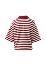 Load image into Gallery viewer, ARLIE Short Sleeved Rugby | Burgundy + Milk Stripe
