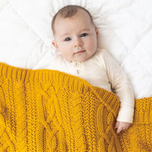 Load image into Gallery viewer, Reilly Cable Knit Blanket - Mustard
