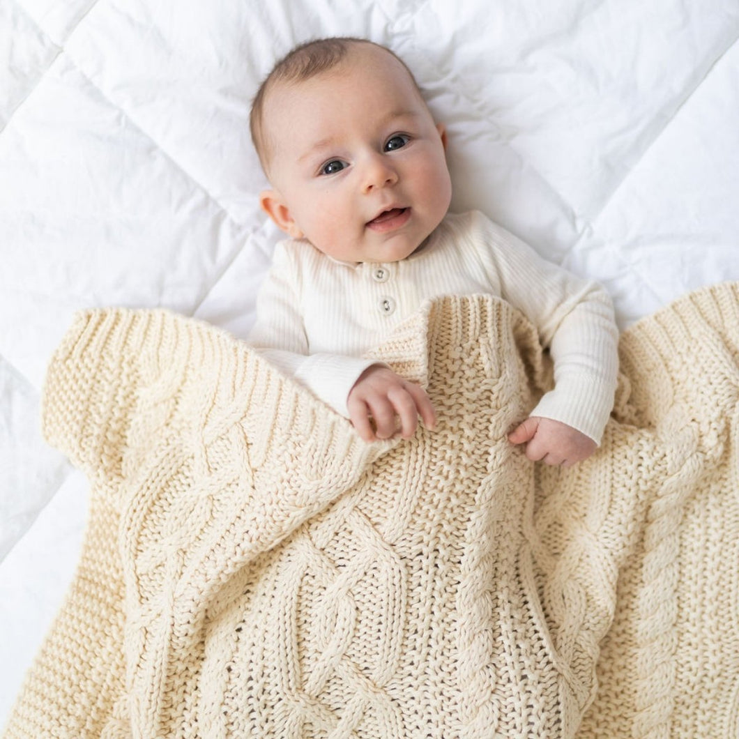 Reilly Cable Knit Blanket - Natural