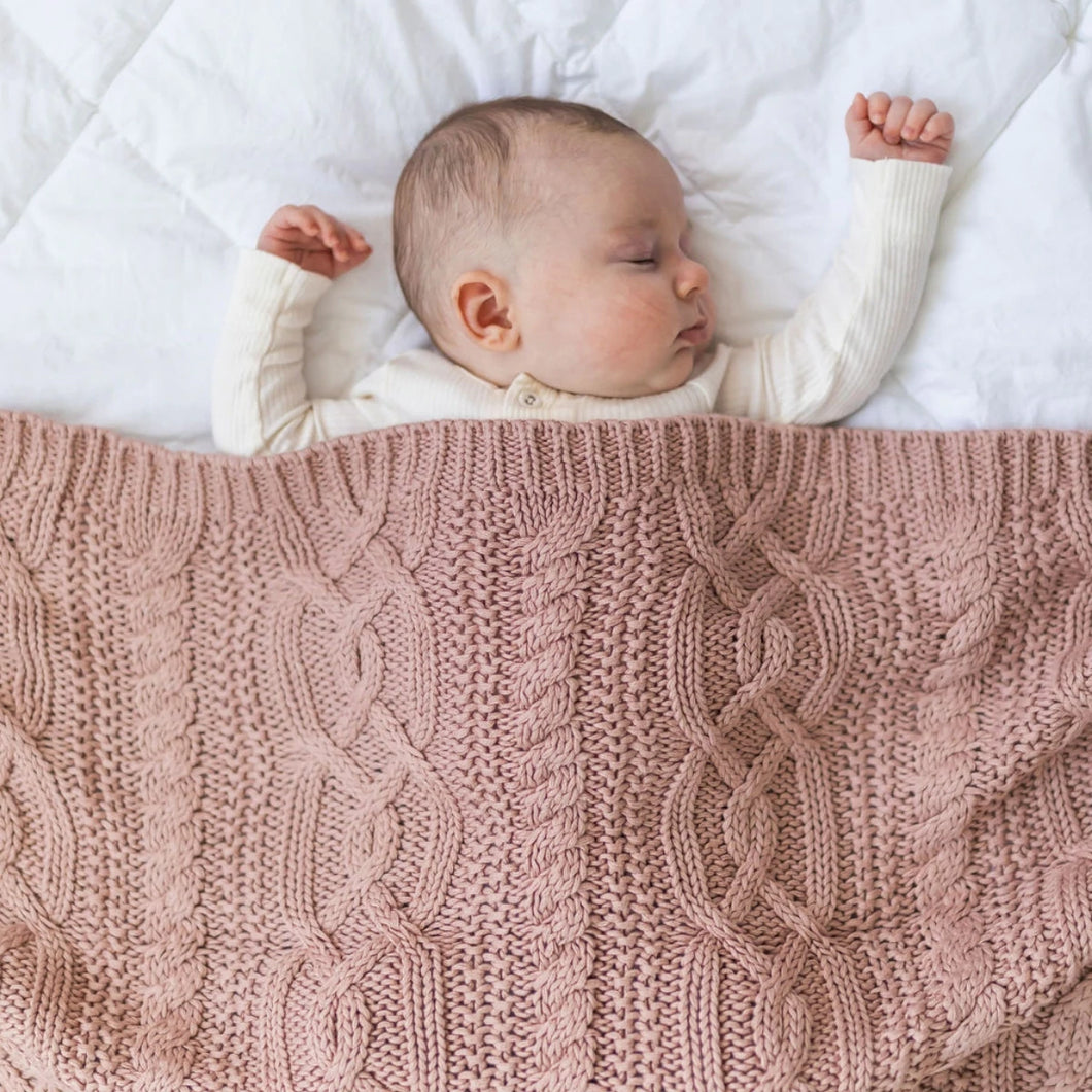 Reilly Cable Knit Blanket - Nude