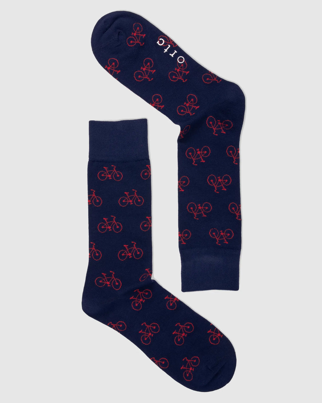 Navy and Red Bicycles Socks