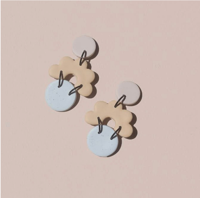Serena Earrings - Barely Blush, Honey & Dusty Speckled Blue